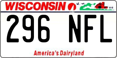 WI license plate 296NFL
