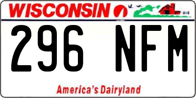 WI license plate 296NFM
