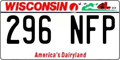 WI license plate 296NFP