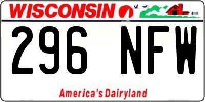 WI license plate 296NFW
