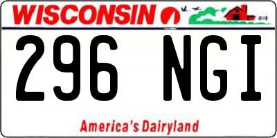 WI license plate 296NGI