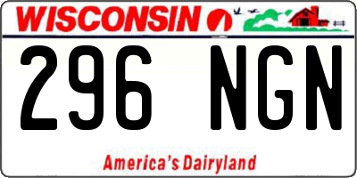 WI license plate 296NGN