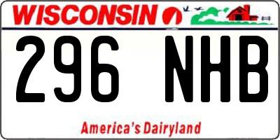 WI license plate 296NHB