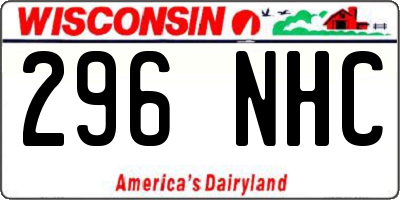 WI license plate 296NHC