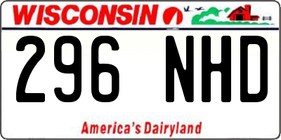 WI license plate 296NHD