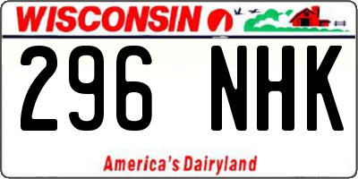WI license plate 296NHK