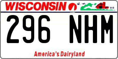 WI license plate 296NHM