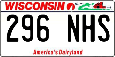 WI license plate 296NHS