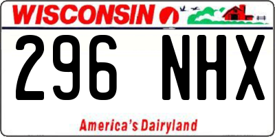 WI license plate 296NHX