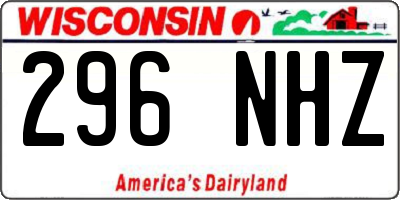 WI license plate 296NHZ