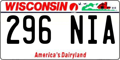 WI license plate 296NIA