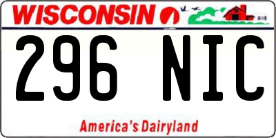 WI license plate 296NIC
