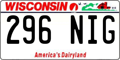 WI license plate 296NIG