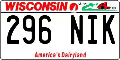 WI license plate 296NIK