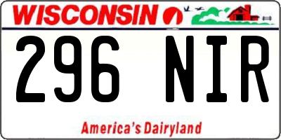 WI license plate 296NIR