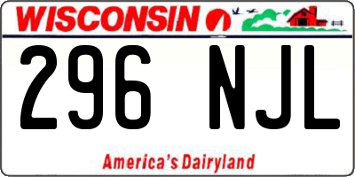 WI license plate 296NJL