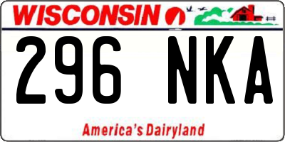 WI license plate 296NKA