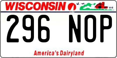 WI license plate 296NOP
