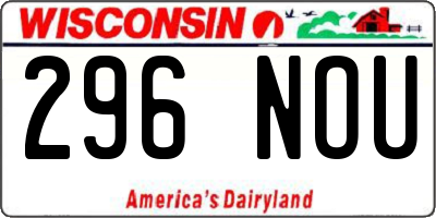 WI license plate 296NOU