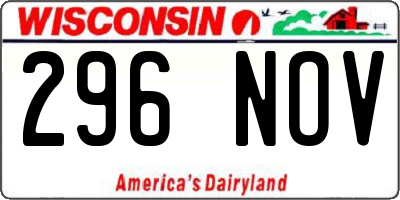 WI license plate 296NOV