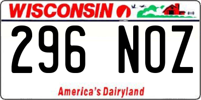 WI license plate 296NOZ