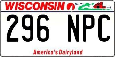 WI license plate 296NPC
