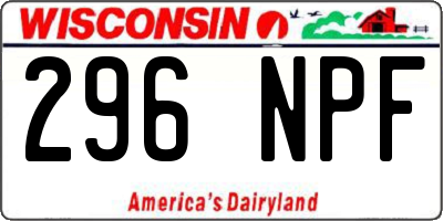 WI license plate 296NPF