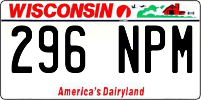 WI license plate 296NPM