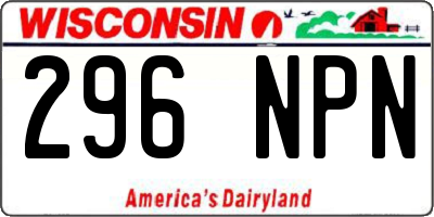 WI license plate 296NPN