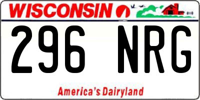 WI license plate 296NRG