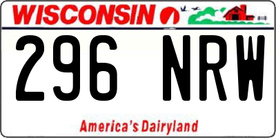 WI license plate 296NRW