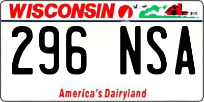 WI license plate 296NSA