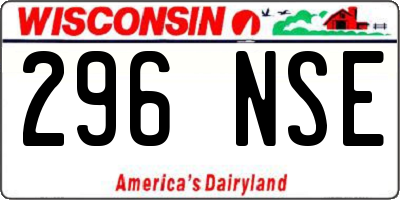 WI license plate 296NSE