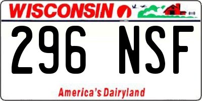 WI license plate 296NSF