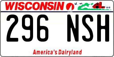 WI license plate 296NSH