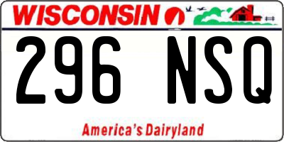 WI license plate 296NSQ