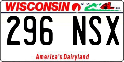 WI license plate 296NSX