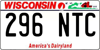 WI license plate 296NTC