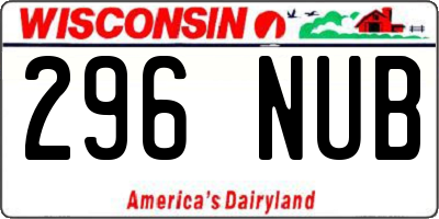 WI license plate 296NUB