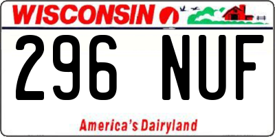 WI license plate 296NUF