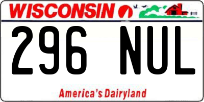 WI license plate 296NUL
