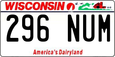 WI license plate 296NUM