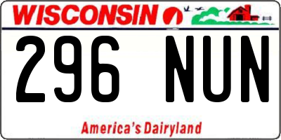 WI license plate 296NUN