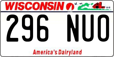 WI license plate 296NUO