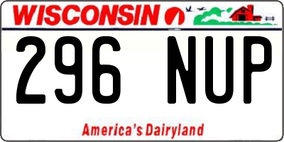 WI license plate 296NUP
