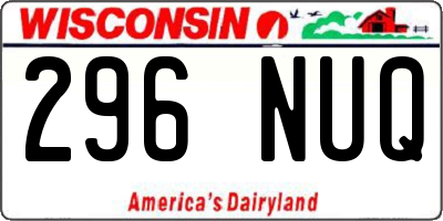 WI license plate 296NUQ