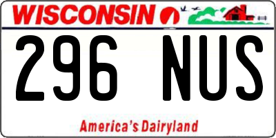 WI license plate 296NUS
