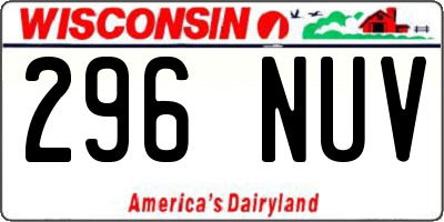 WI license plate 296NUV