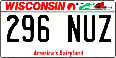 WI license plate 296NUZ