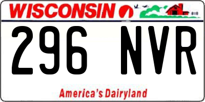 WI license plate 296NVR